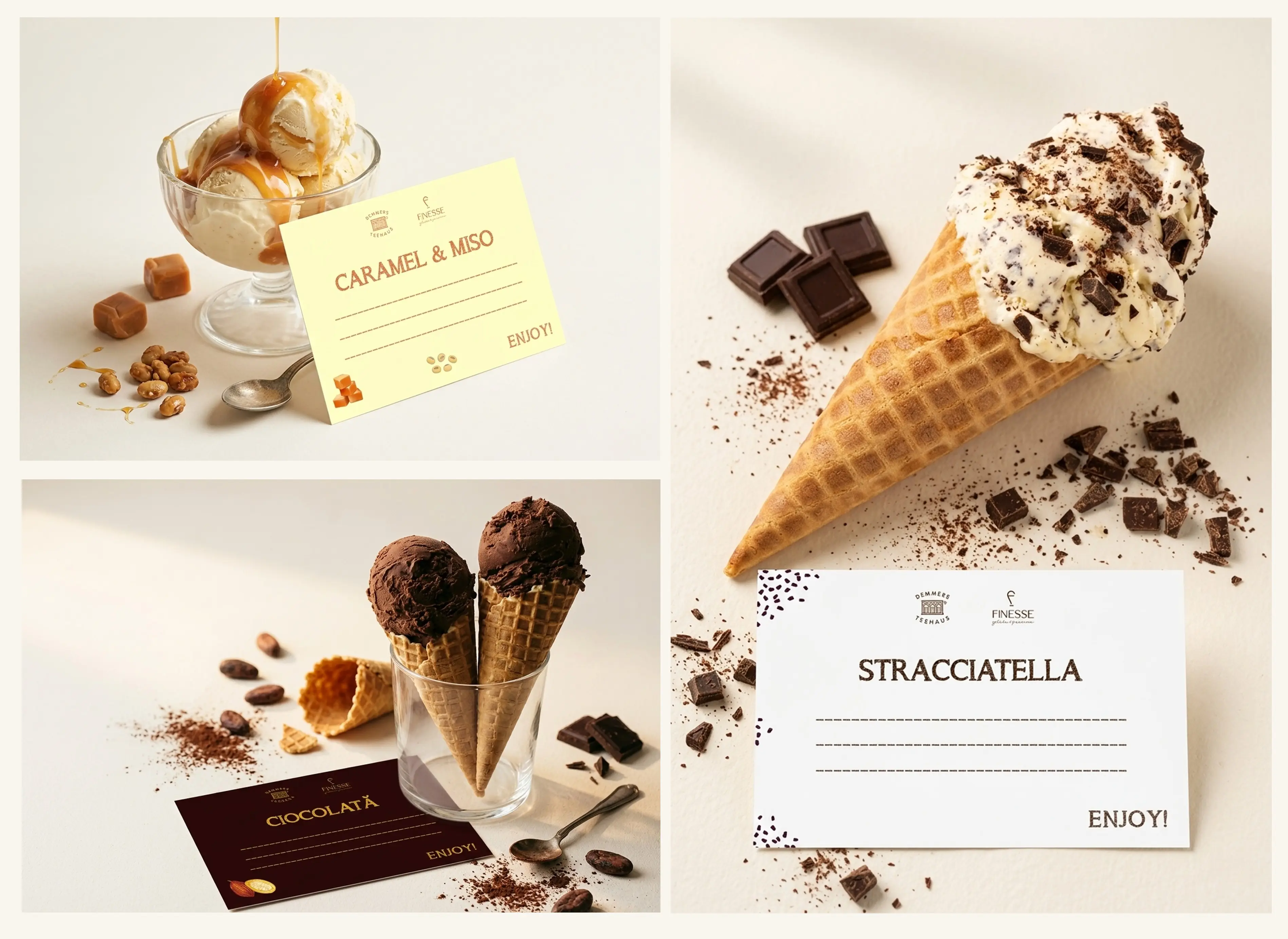 Demmers Teehaus — ice cream display label mock-up