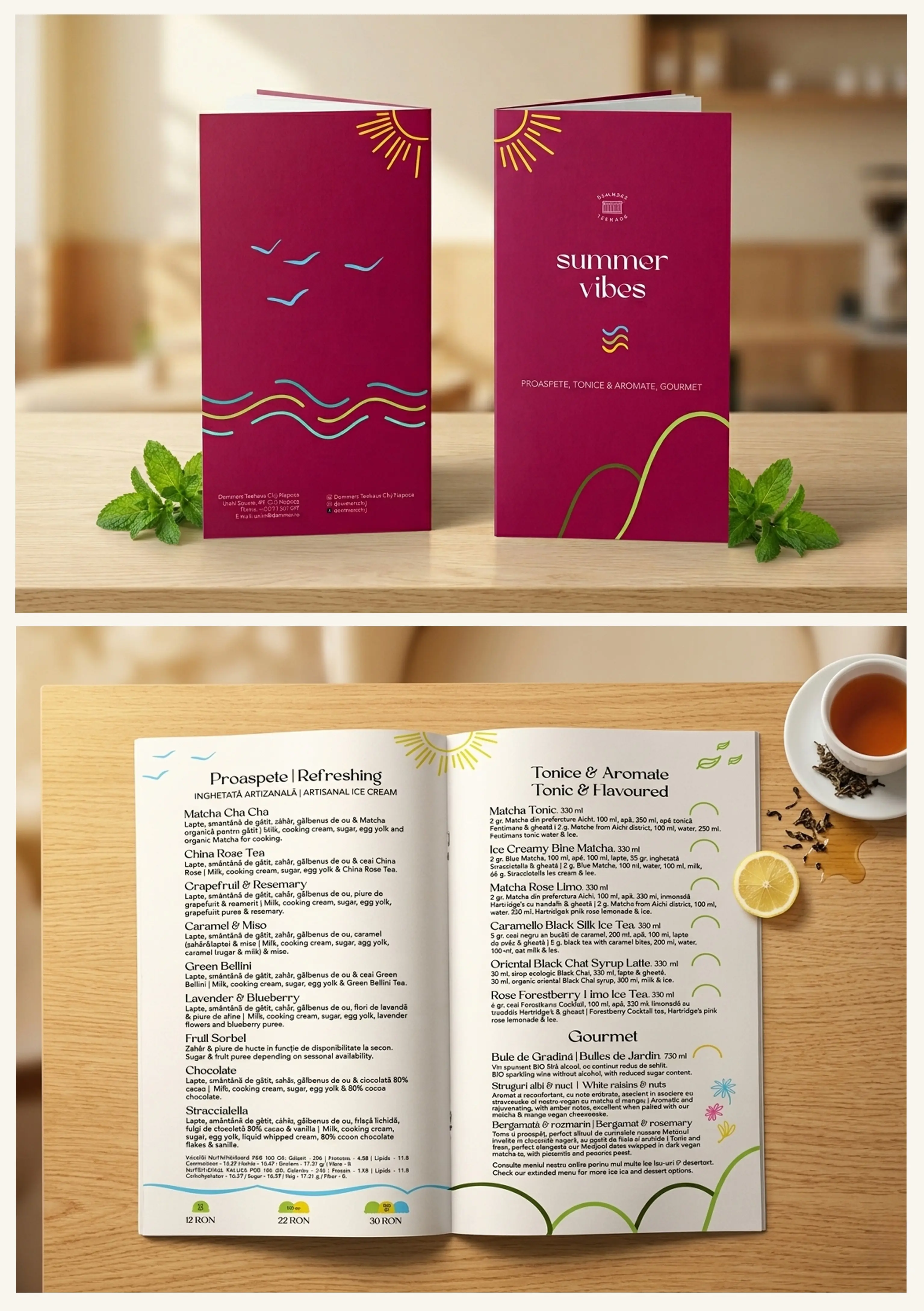 Demmers Teehaus — Summer Vibes 2024 seasonal menu design, cover