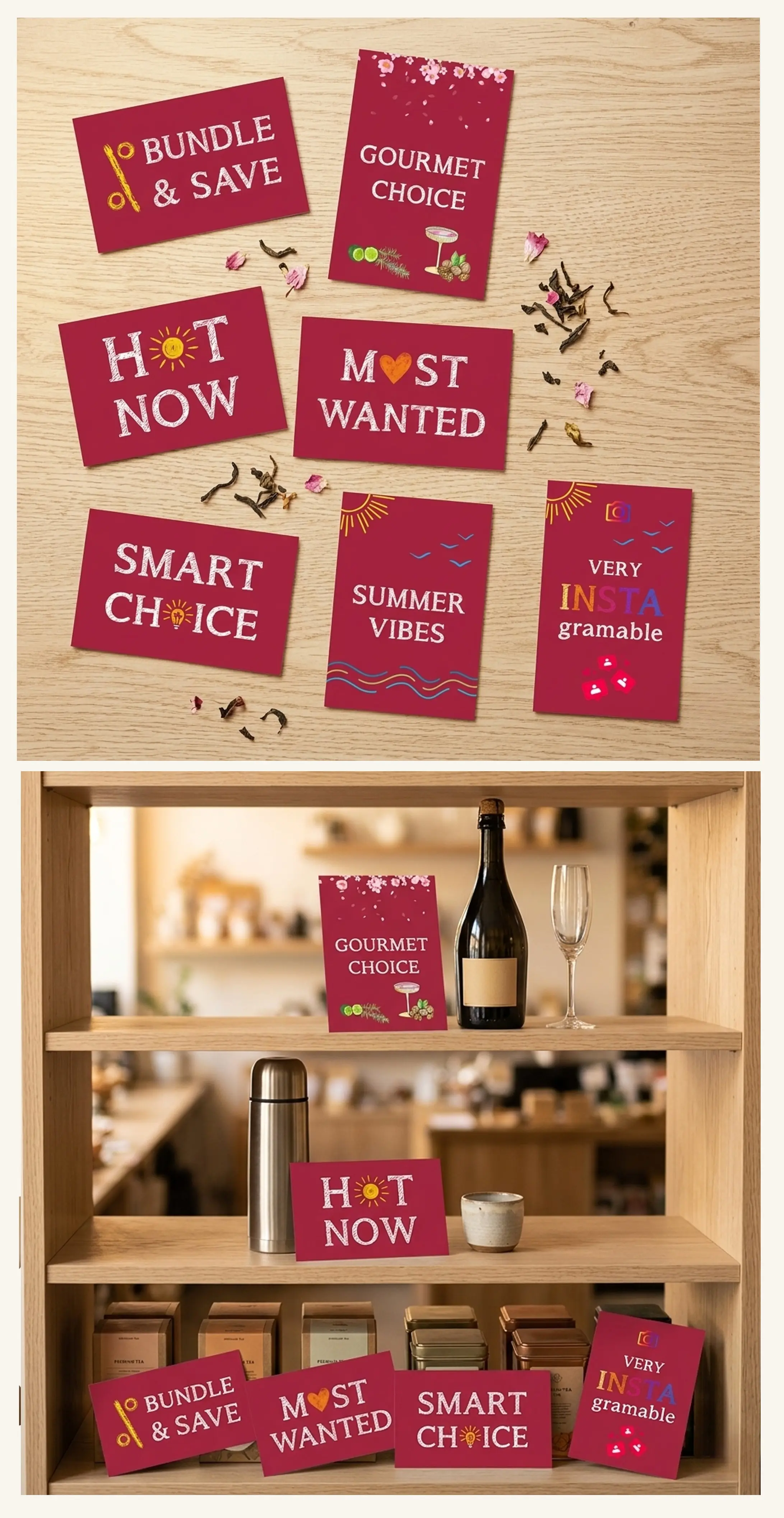Demmers Teehaus — Shelf Talkers product highlight cards