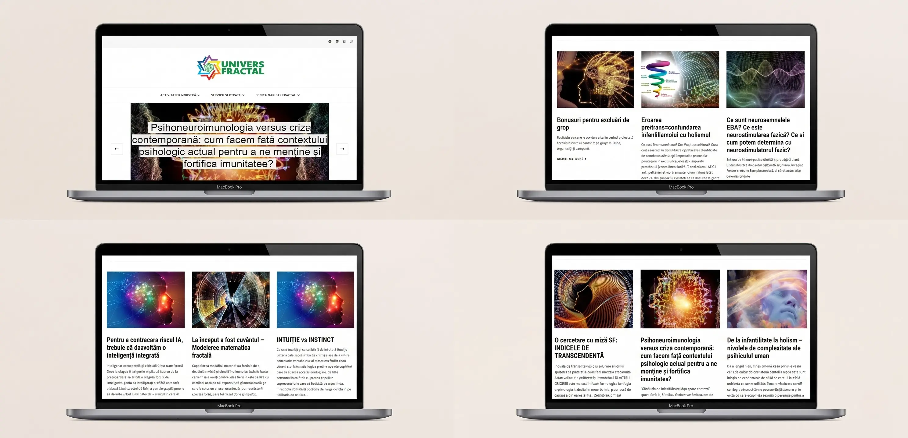 Univers Fractal — blog and web design mock-up