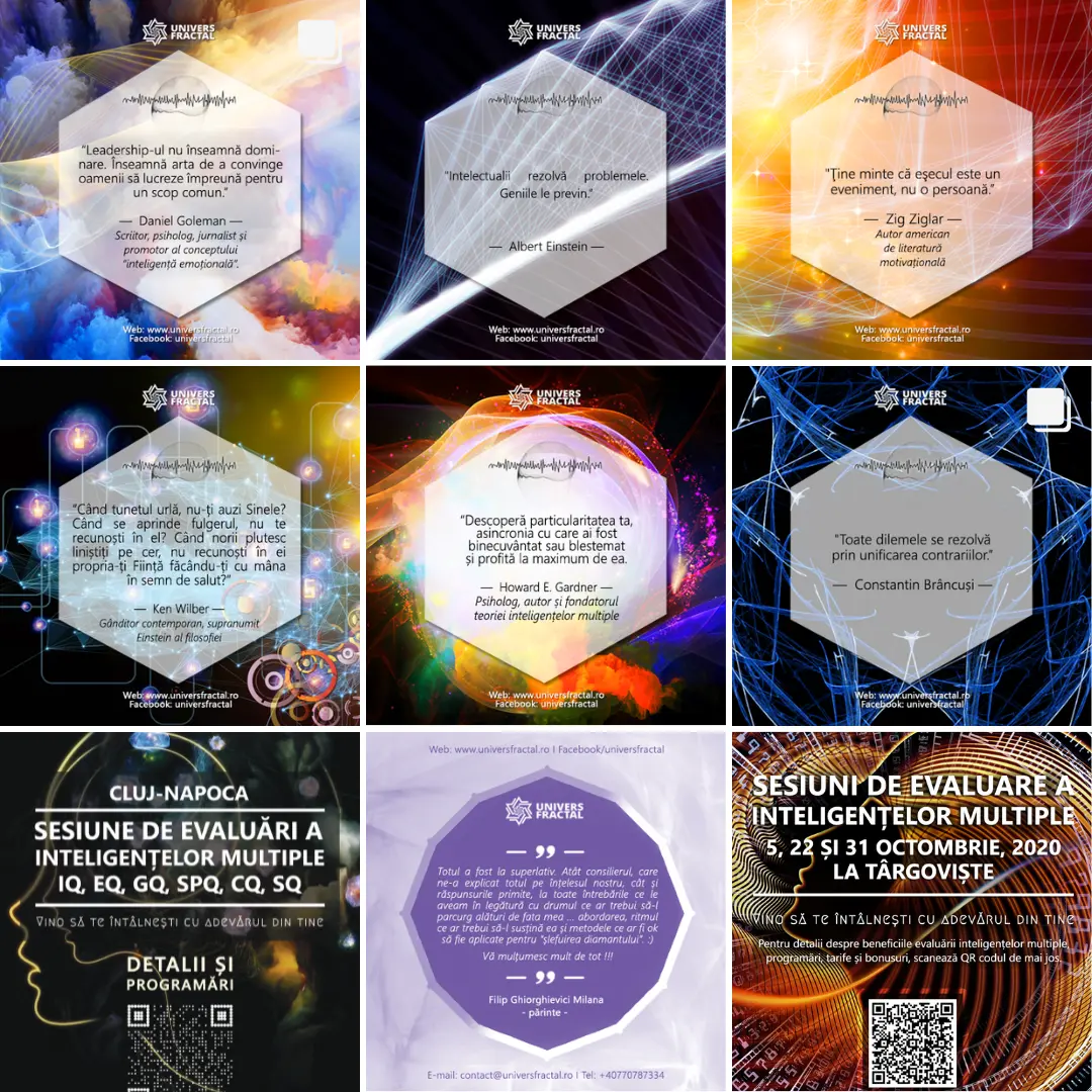 Univers Fractal — Facebook quote graphics series mock-up