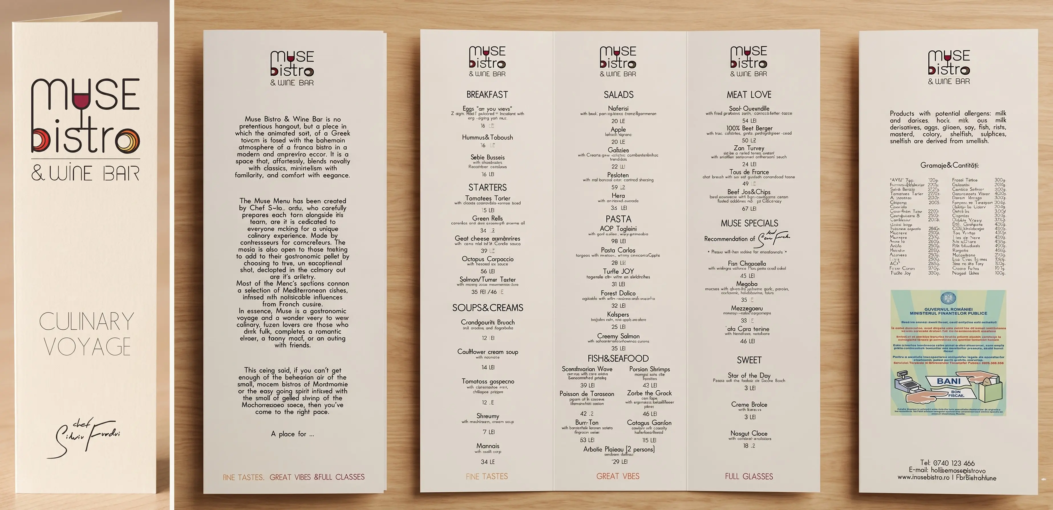 Muse Bistro & Wine Bar — menu print design mock-up